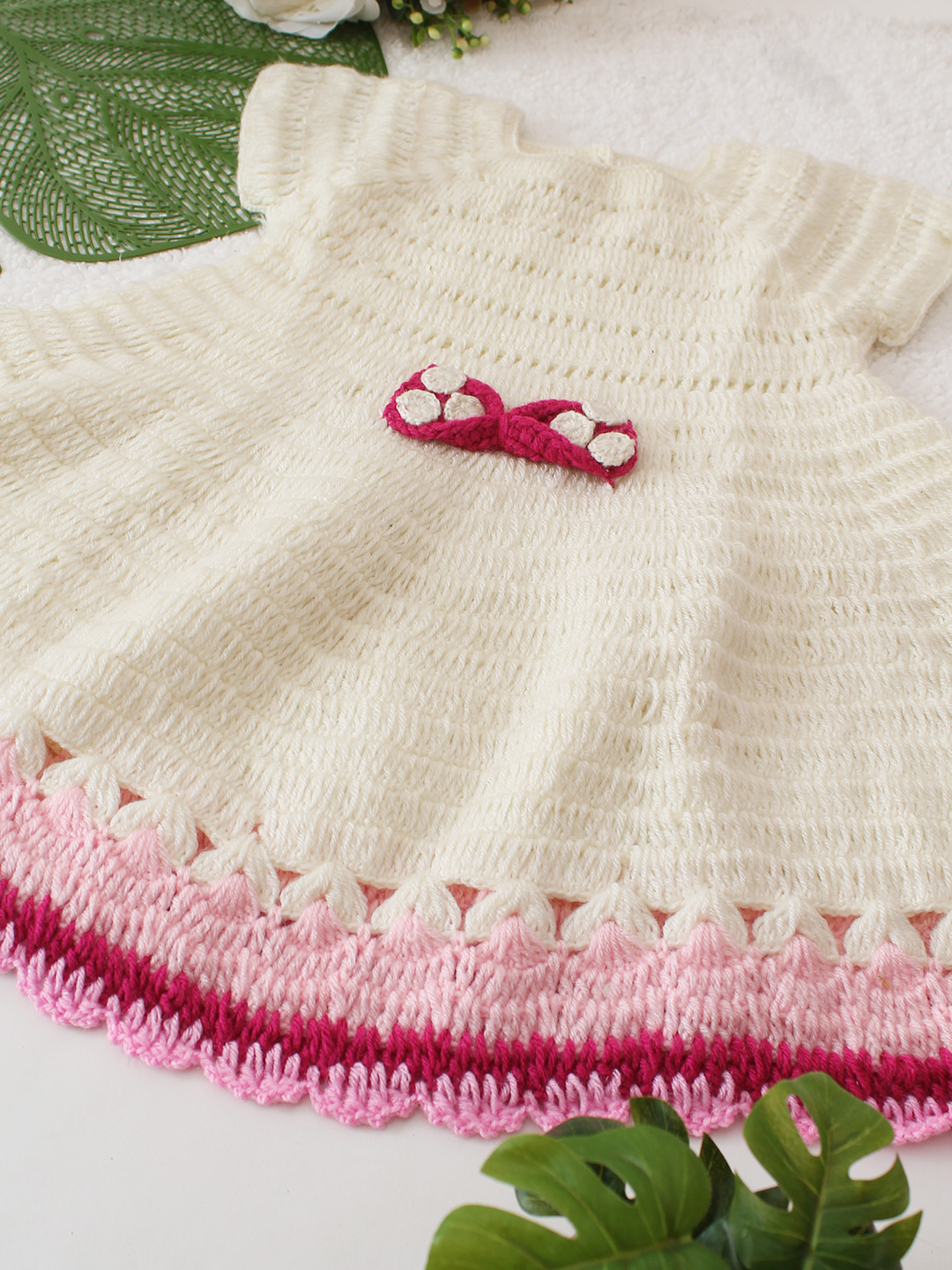 Woonie Bow Detailed Dress - Cream