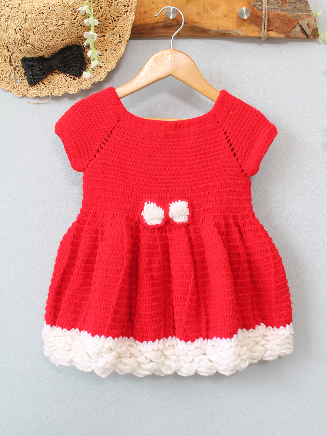 Woonie Bow Detailed Dress - Red