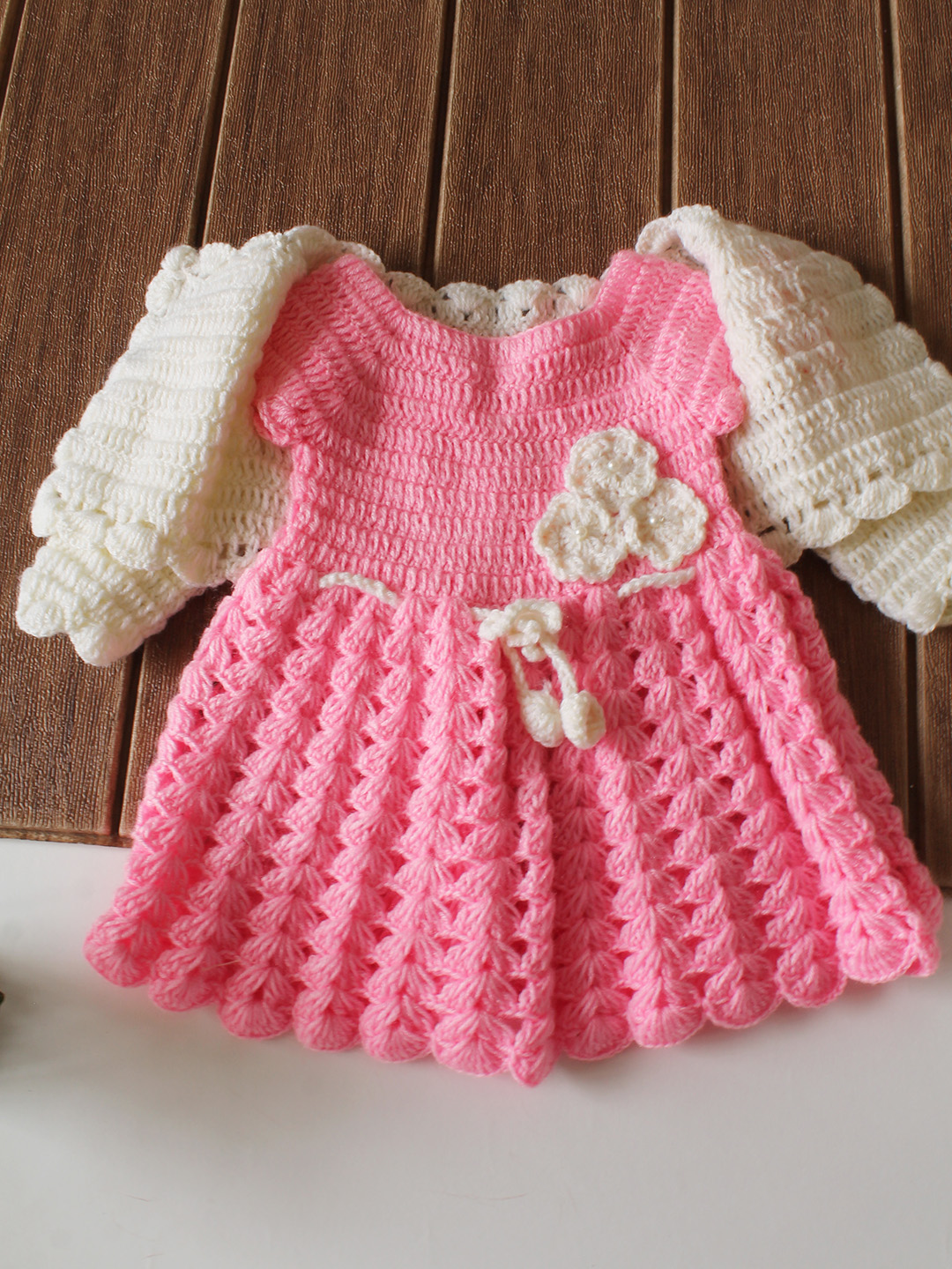 Woonie Crochet Shrug & Headband Frock - Pink