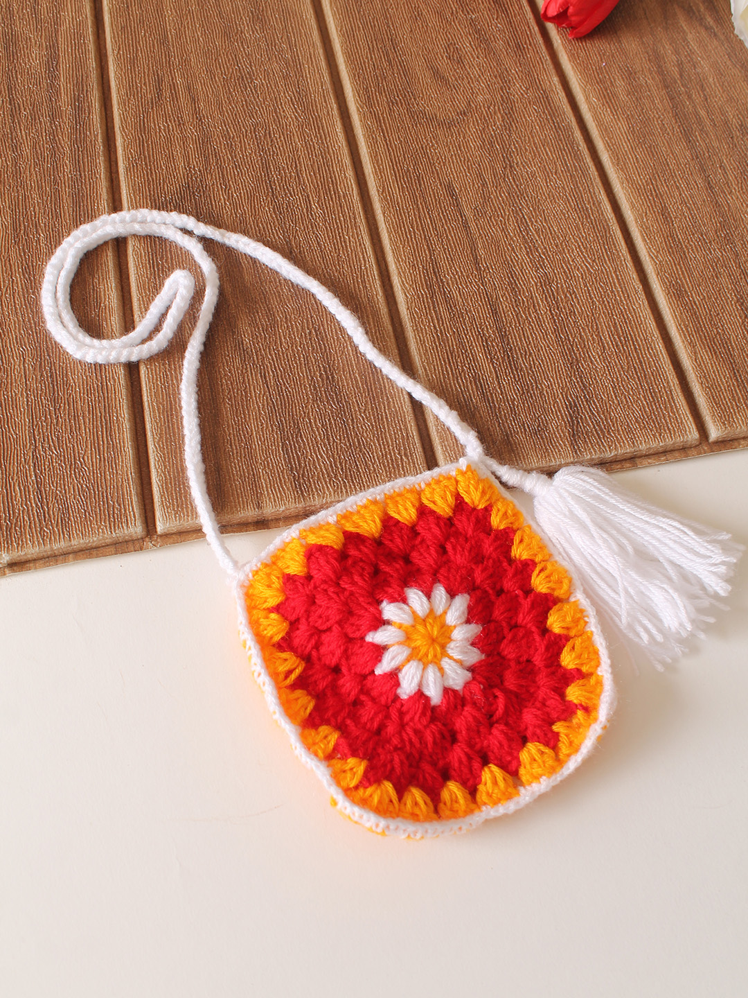 Woonie Crochet Daisy Floral with Bag Frock - Red