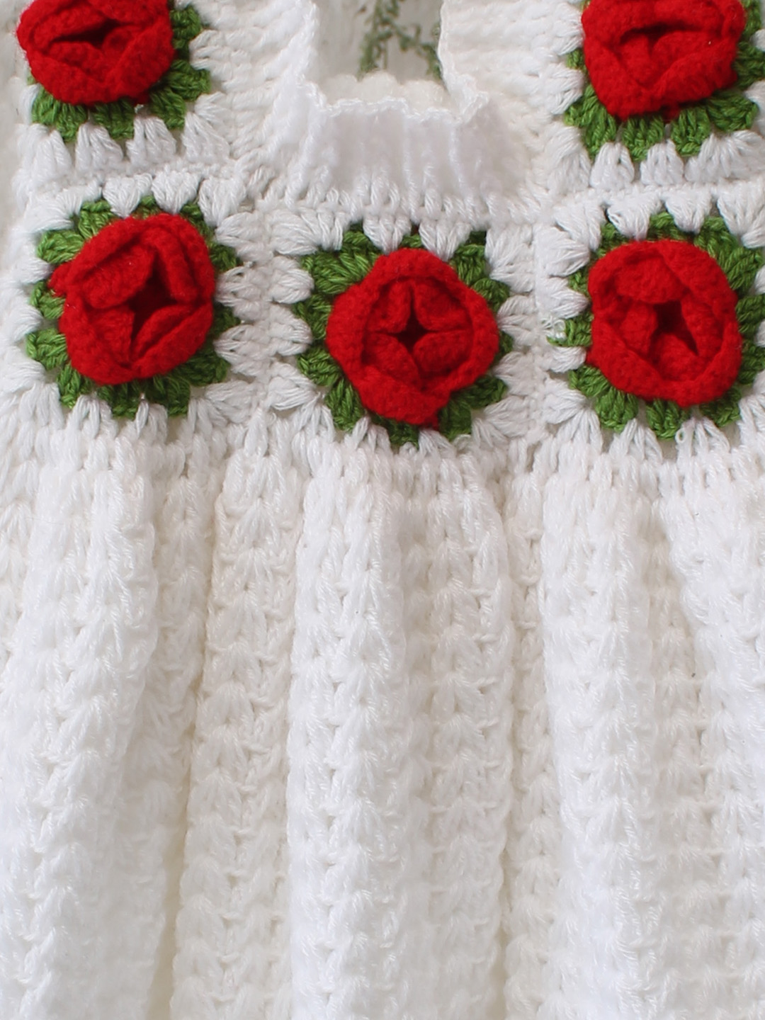 Woonie Crochet Rose Dress - White