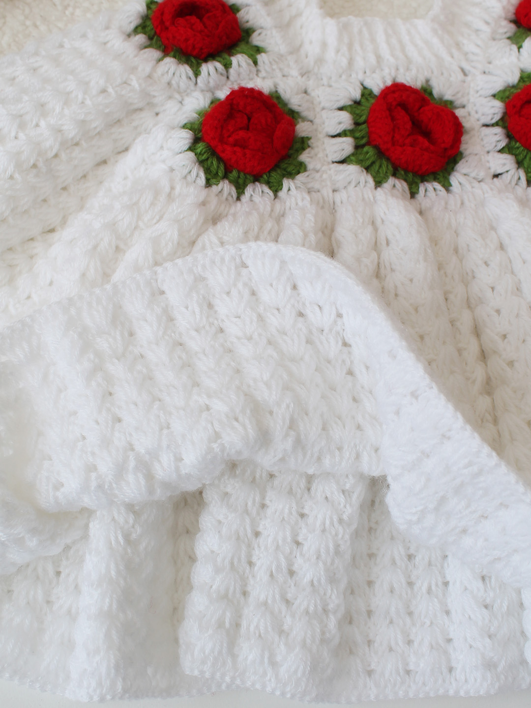 Woonie Crochet Rose Dress - White