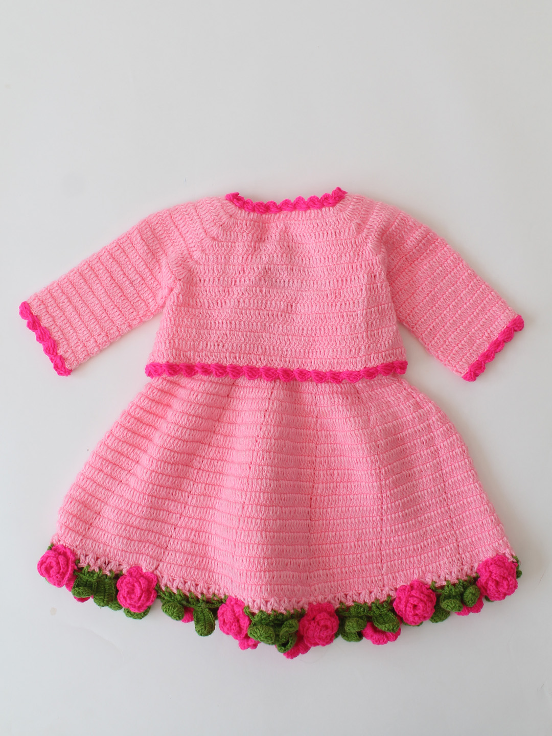 Woonie Crochet Frock with Matching Shrug - Pink