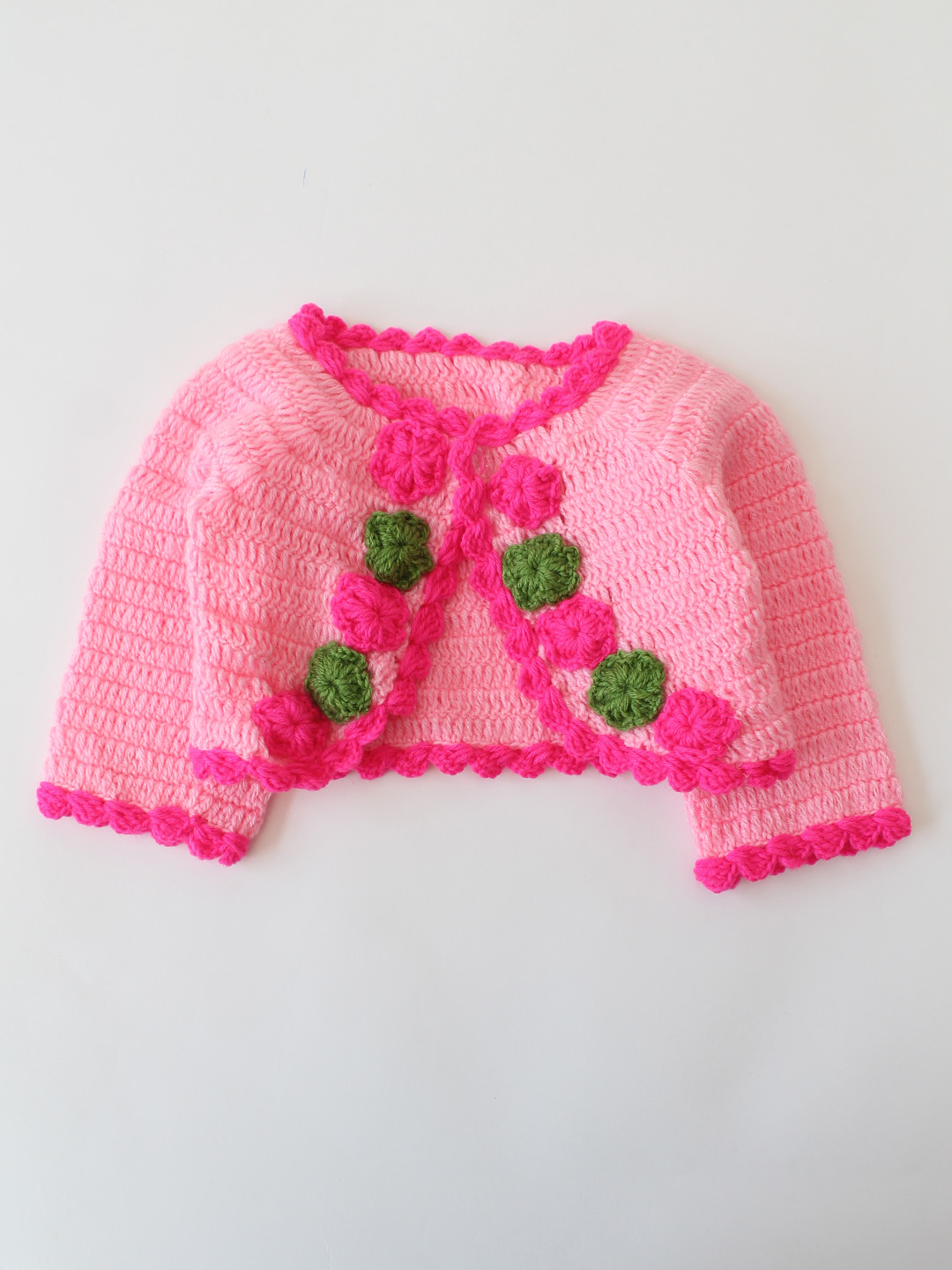 Woonie Crochet Frock with Matching Shrug - Pink