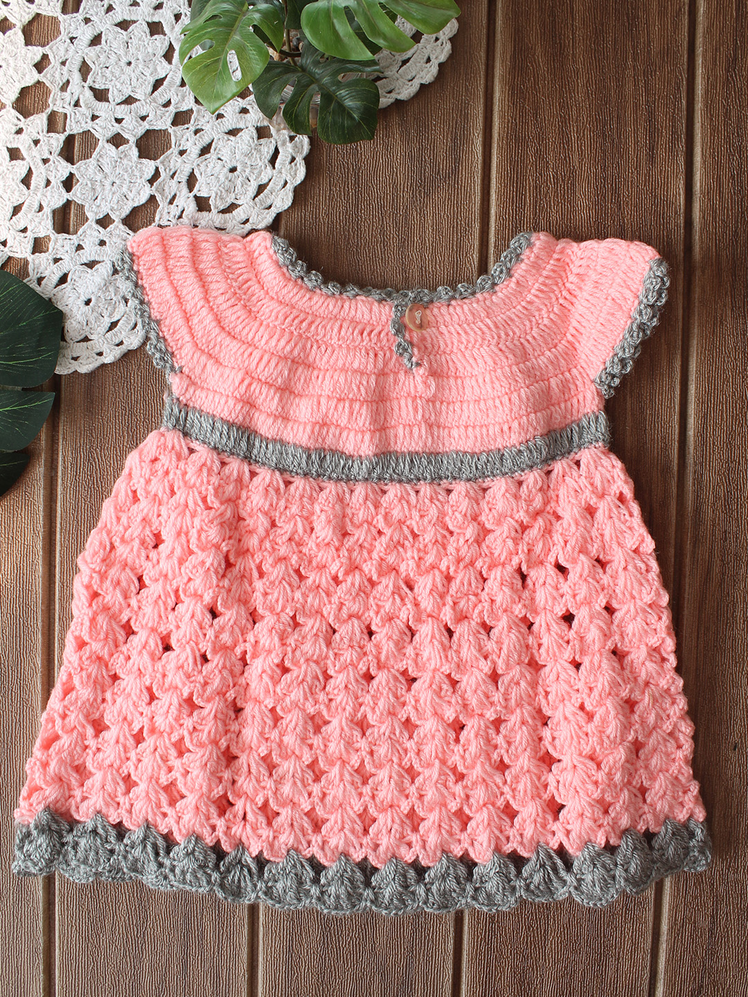 Woonie Crochet Frock with Shrug - Peach