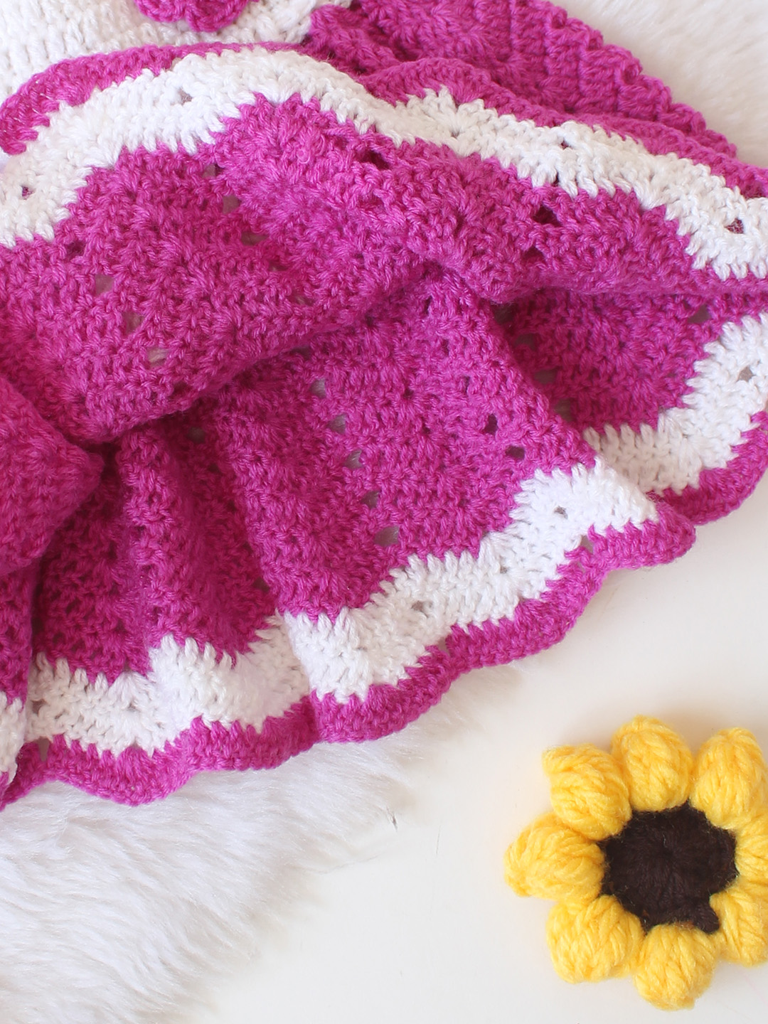 Woonie Crochet Floral Frock - Purple