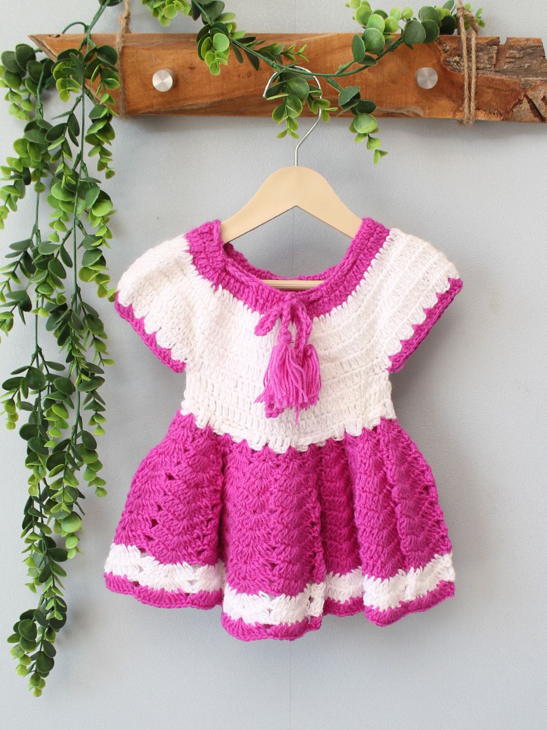 Woonie Crochet Floral Frock - Purple