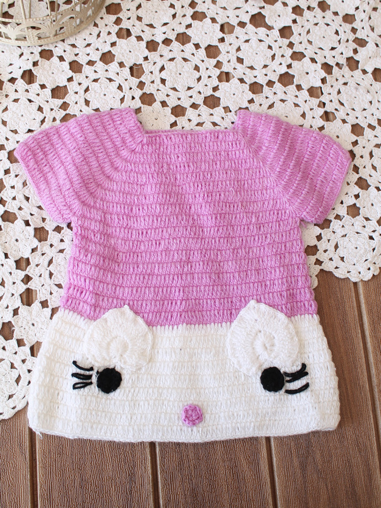 Image of Woonie Crochet Cap Sleeves Frock  - Purple