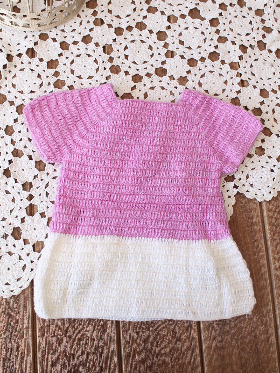 Woonie Crochet Cap Sleeves Frock  - Purple