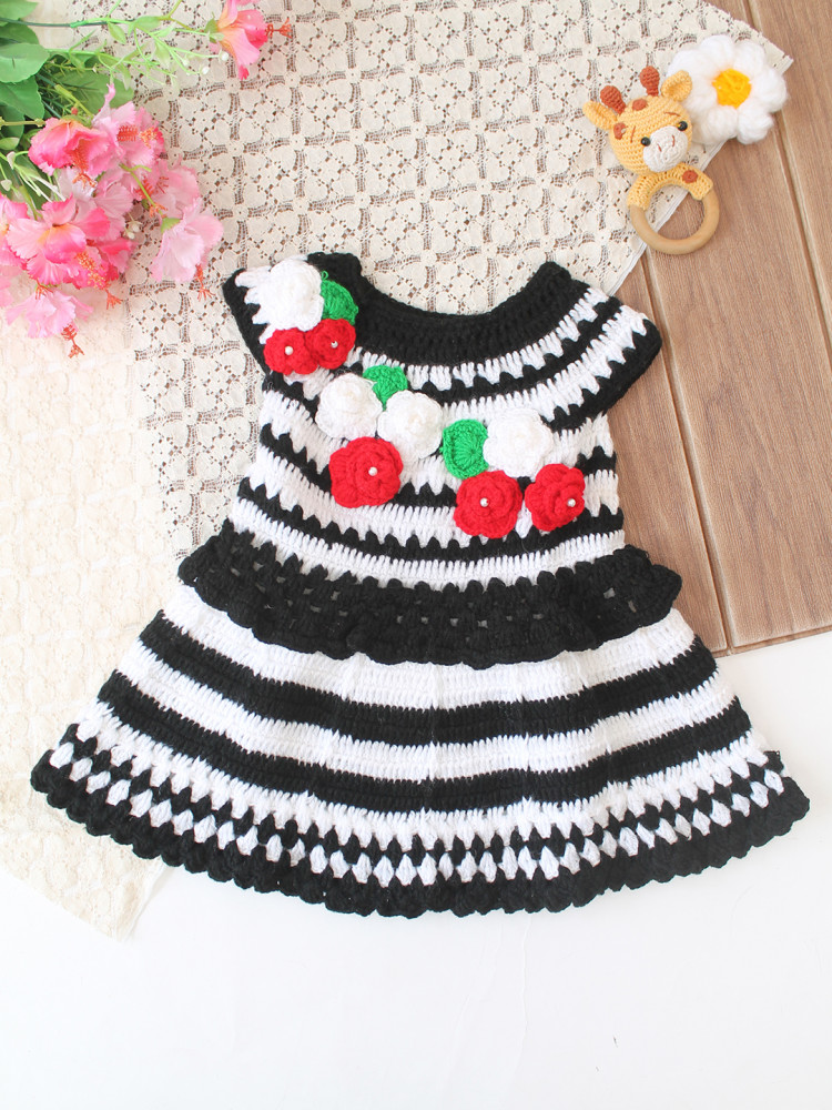 Image of Woonie Crochet Floral Detailed Frock - White