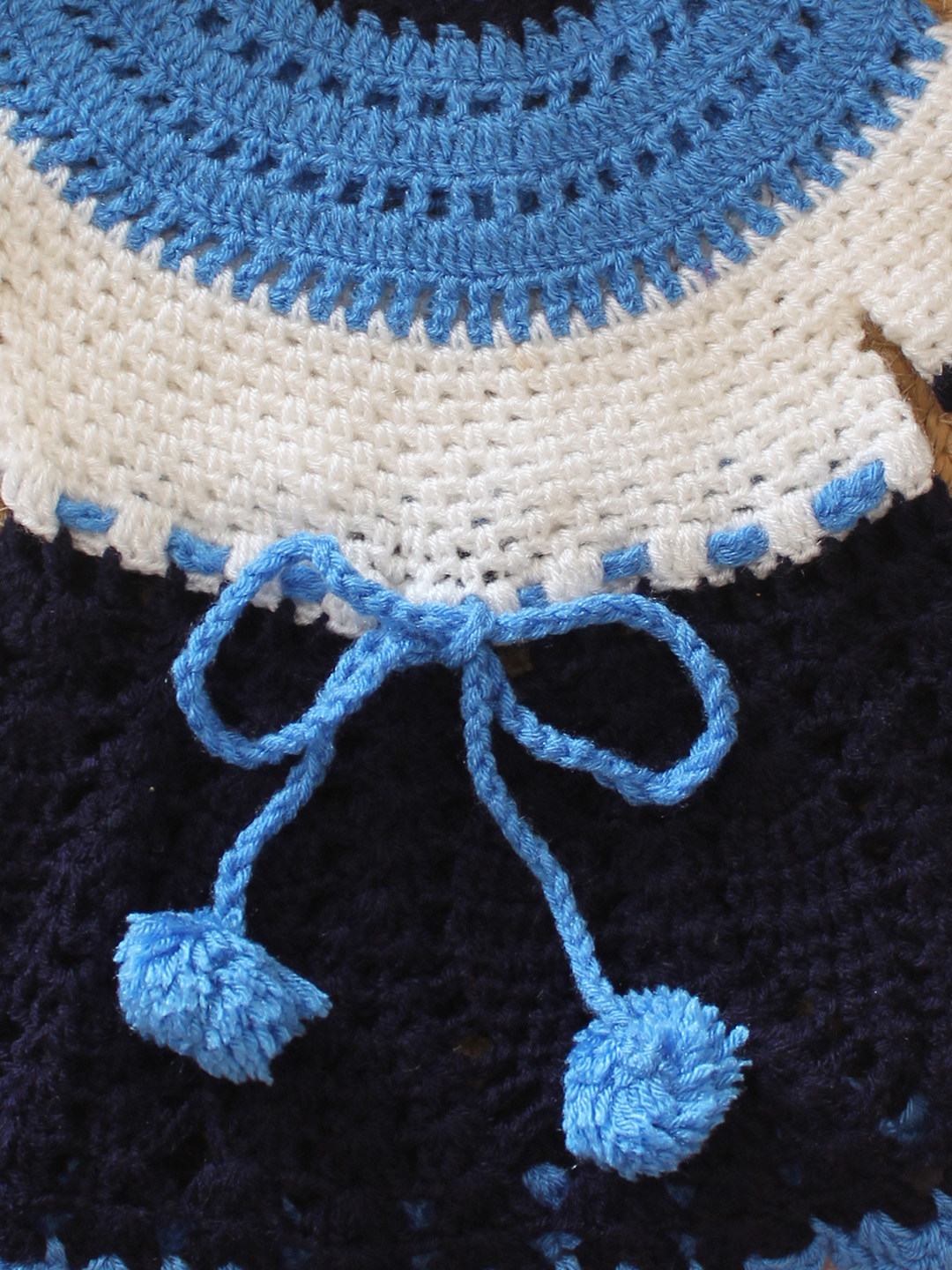 Woonie Crochet Handmade Frock - Navy