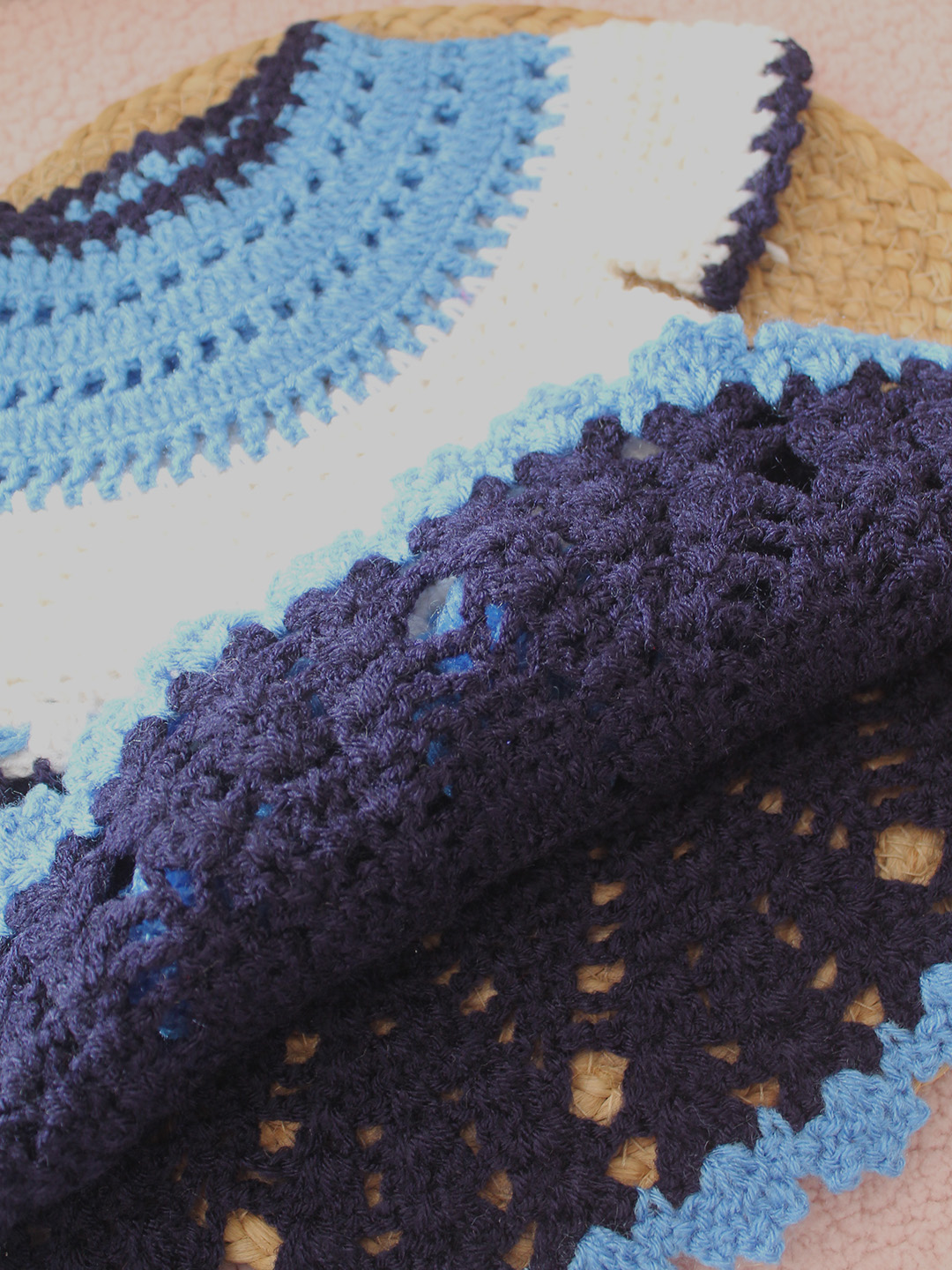 Woonie Crochet Handmade Frock - Navy