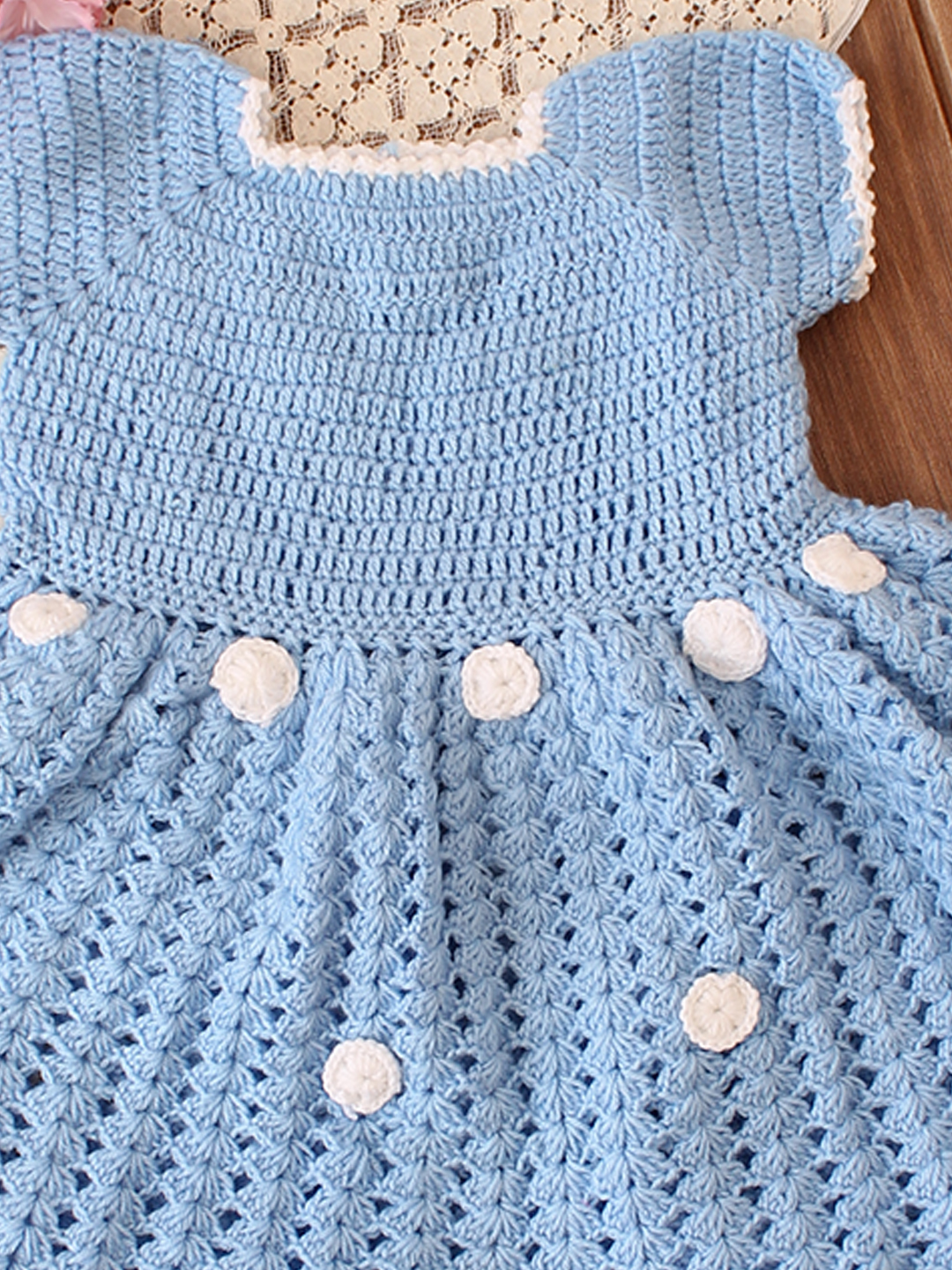 Handmade Crochet Woolen Baby Girl Frock  Soft Winter Dress for Infants