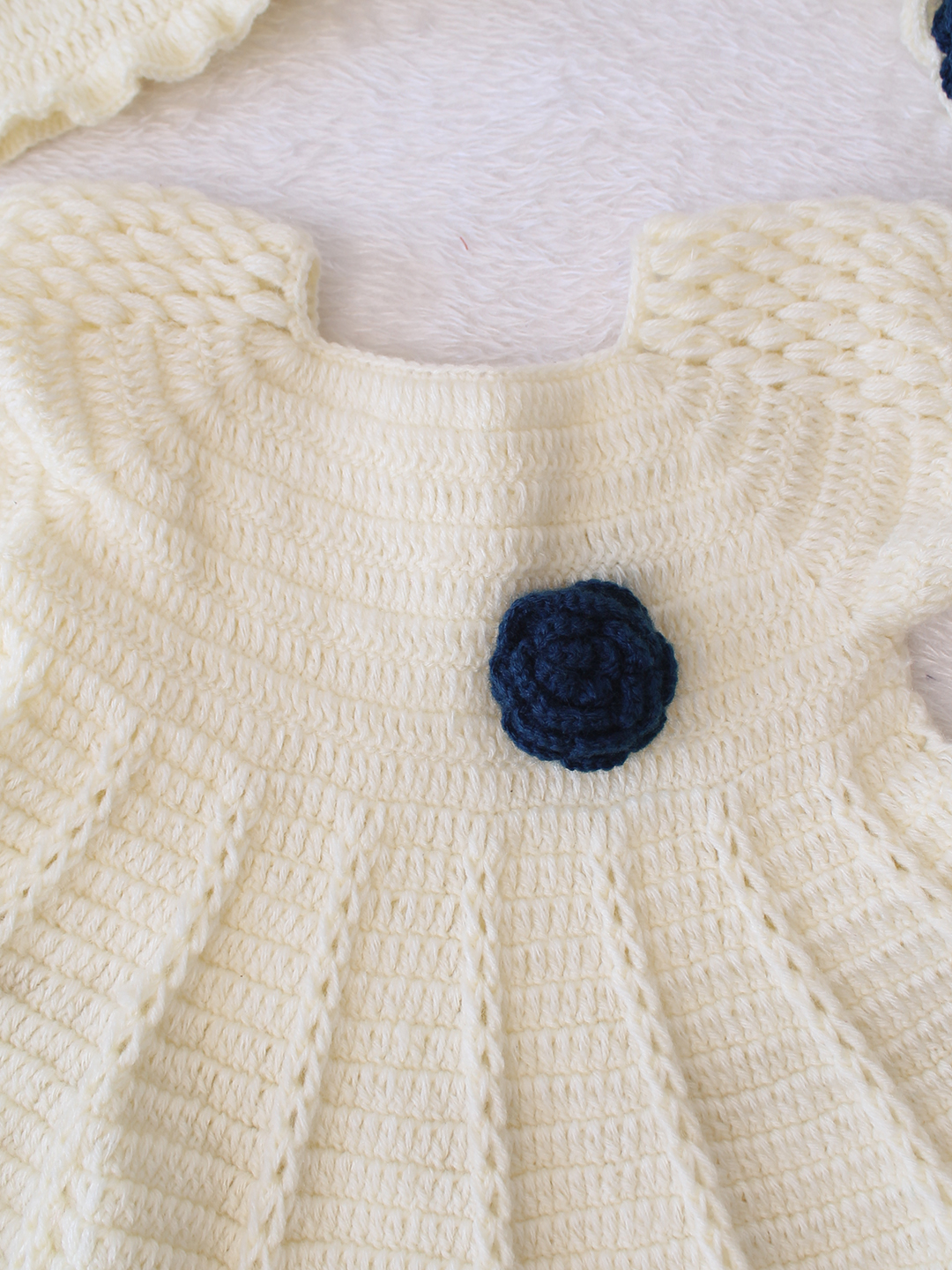 Handmade Knitted Baby Girl Winter Dress Crochet Wool Frock