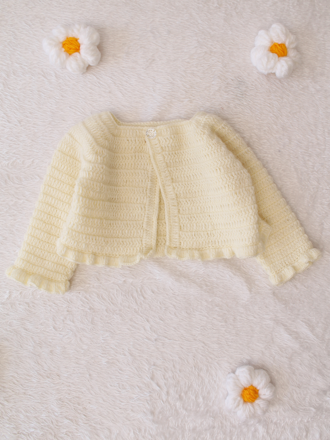 Handmade Knitted Baby Girl Winter Dress  Crochet Wool Frock