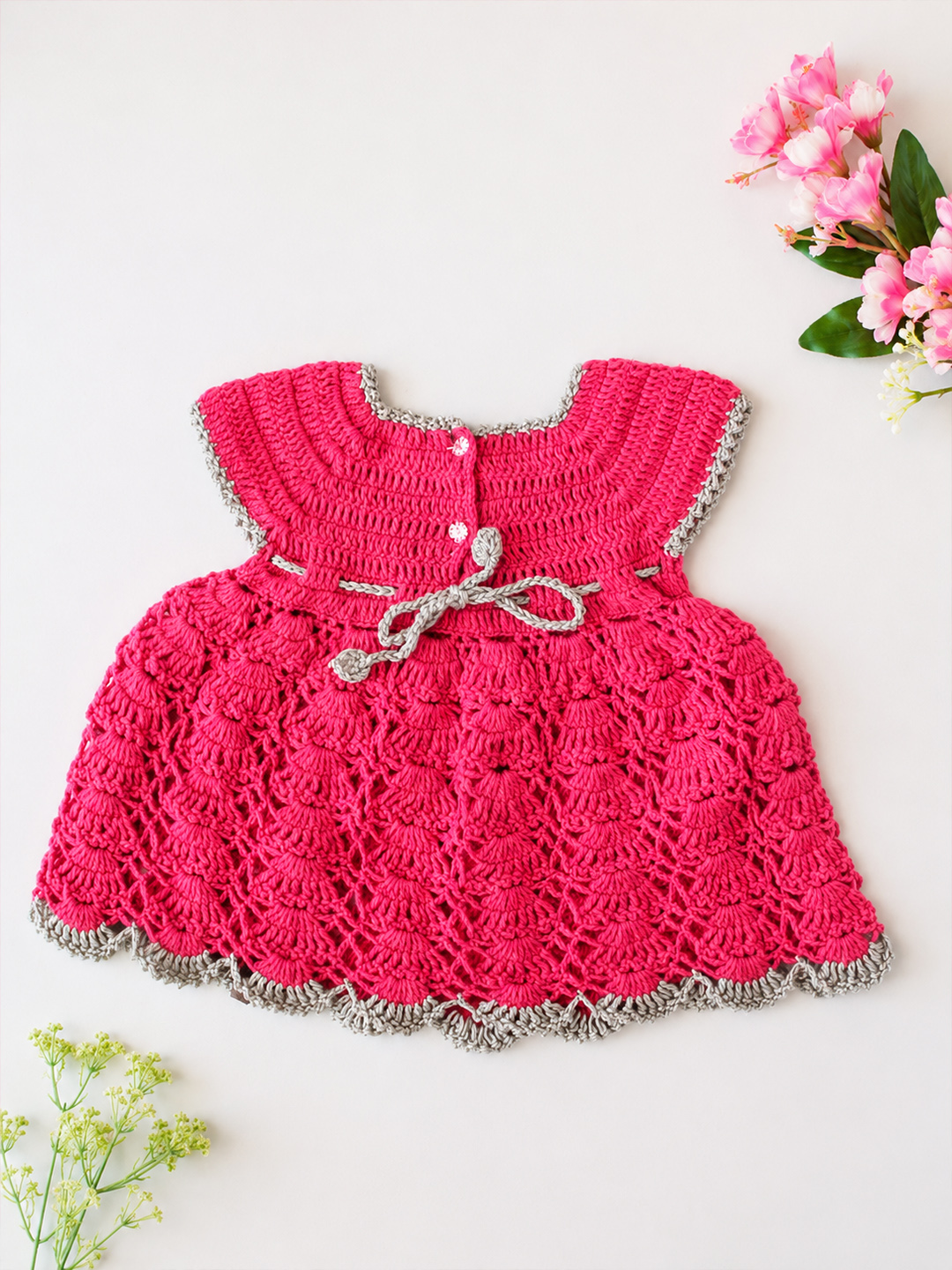 Handmade Crochet Baby Winter Frock Warm Wool Dress for Girls
