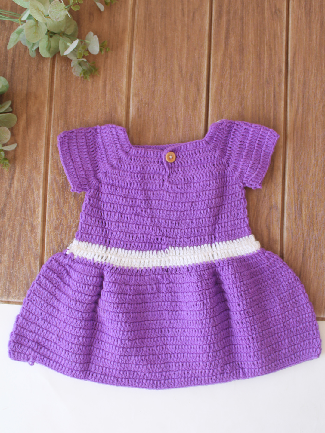 Woonie Crochet Polka Dots Frock - Purple