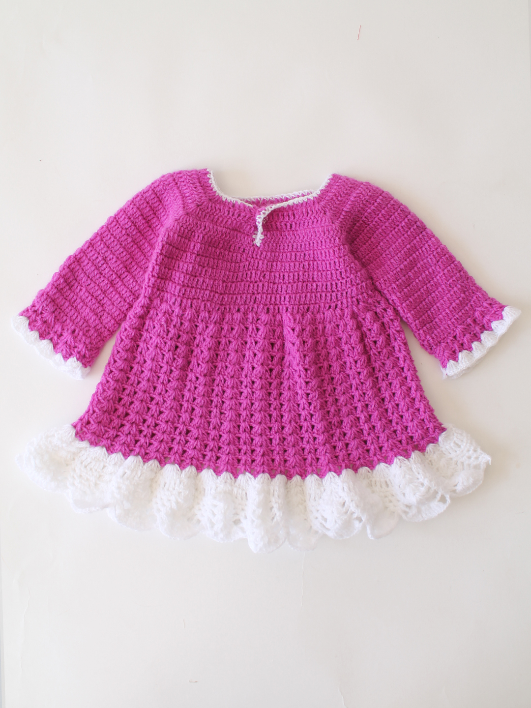 Handmade Crochet Newborn Baby Dress  Soft Wool Winter Frock