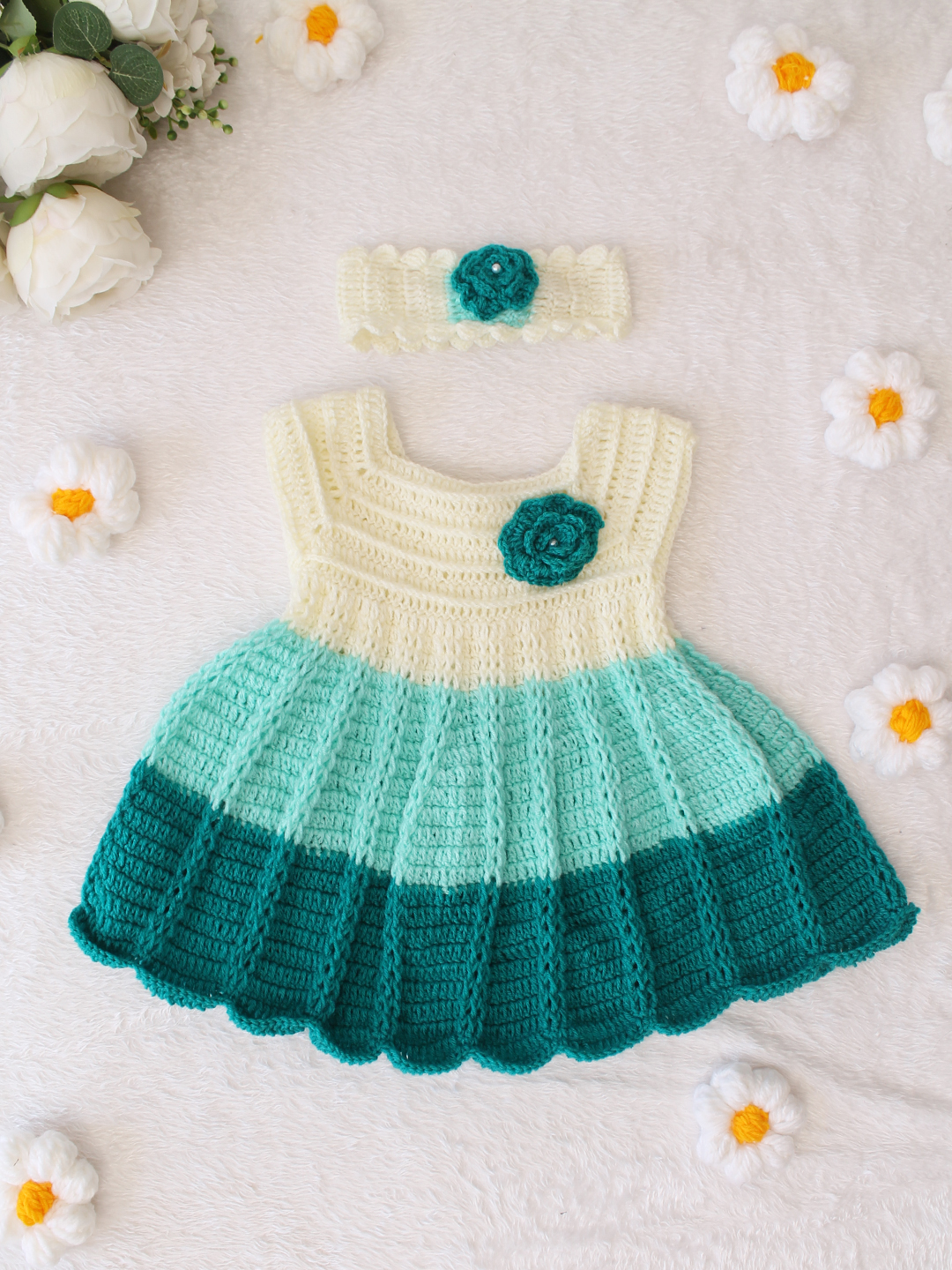 Handmade Crochet Baby Girl Woolen Frock