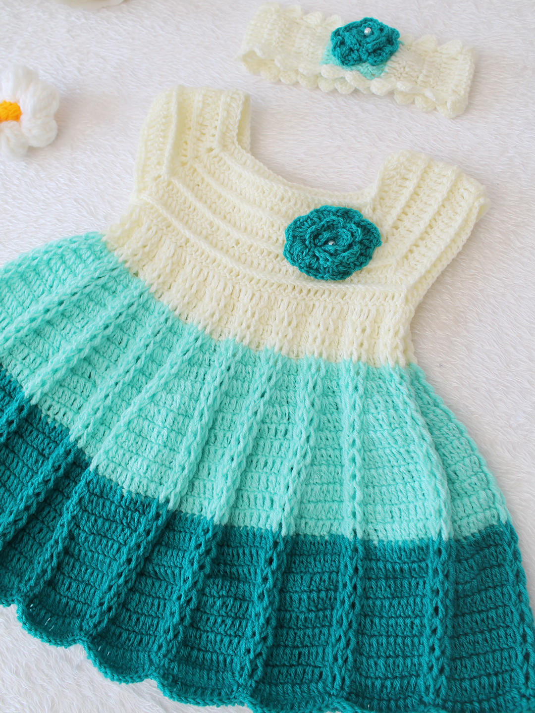 Handmade Crochet Baby Girl Woolen Frock