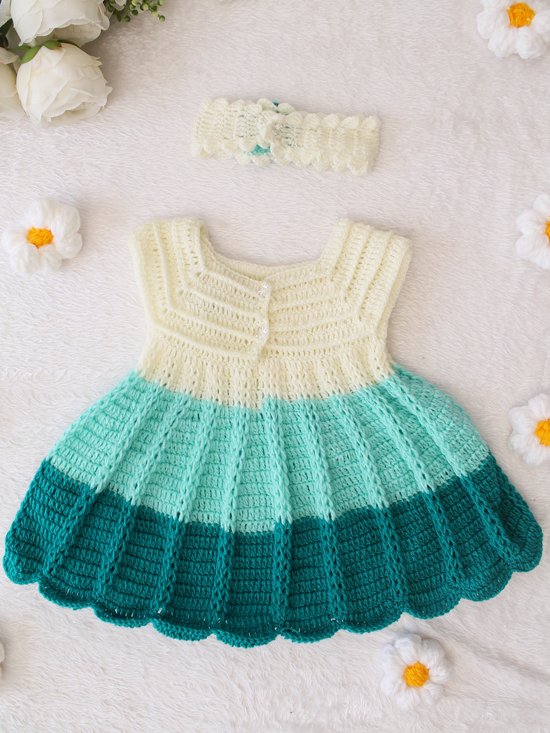 Handmade Crochet Baby Girl Woolen Frock