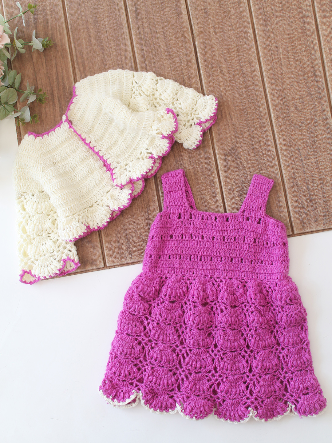 Handmade Crochet Baby Girl Woolen Frock