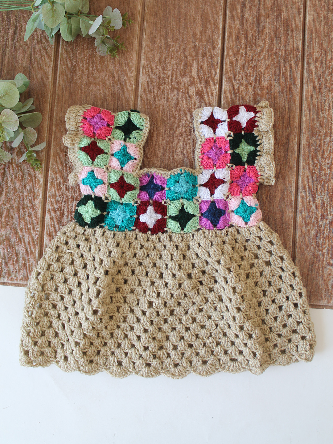 Crochet Wool Baby Frock for Newborn Girls
