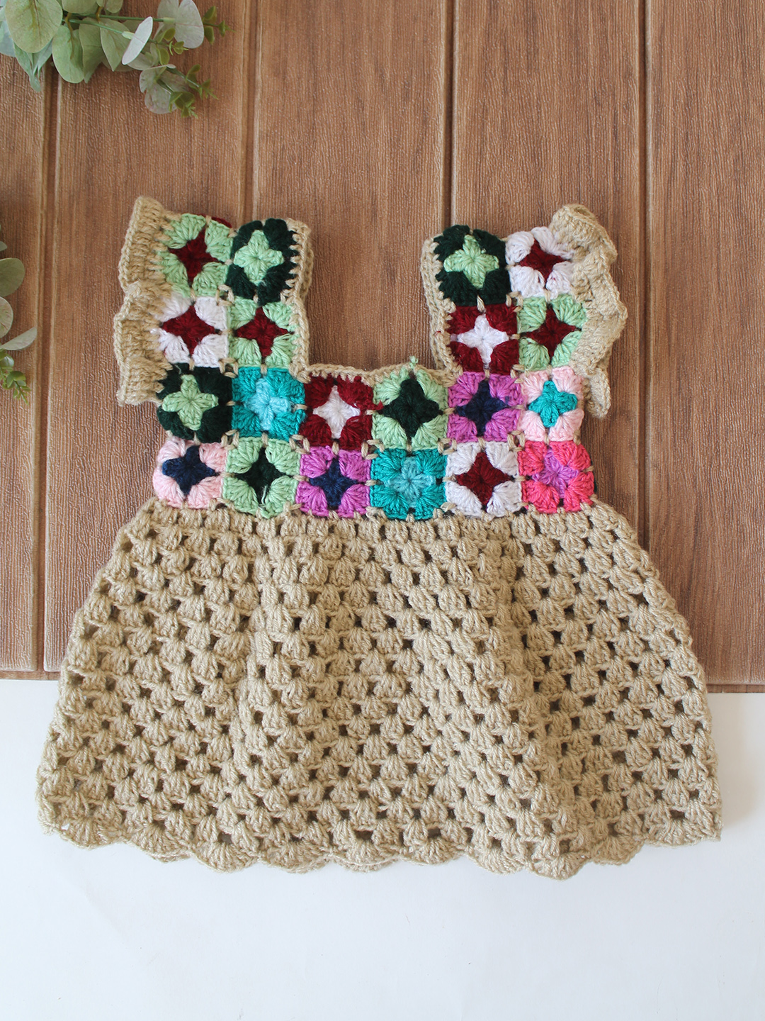 Crochet Wool Baby Frock for Newborn Girls