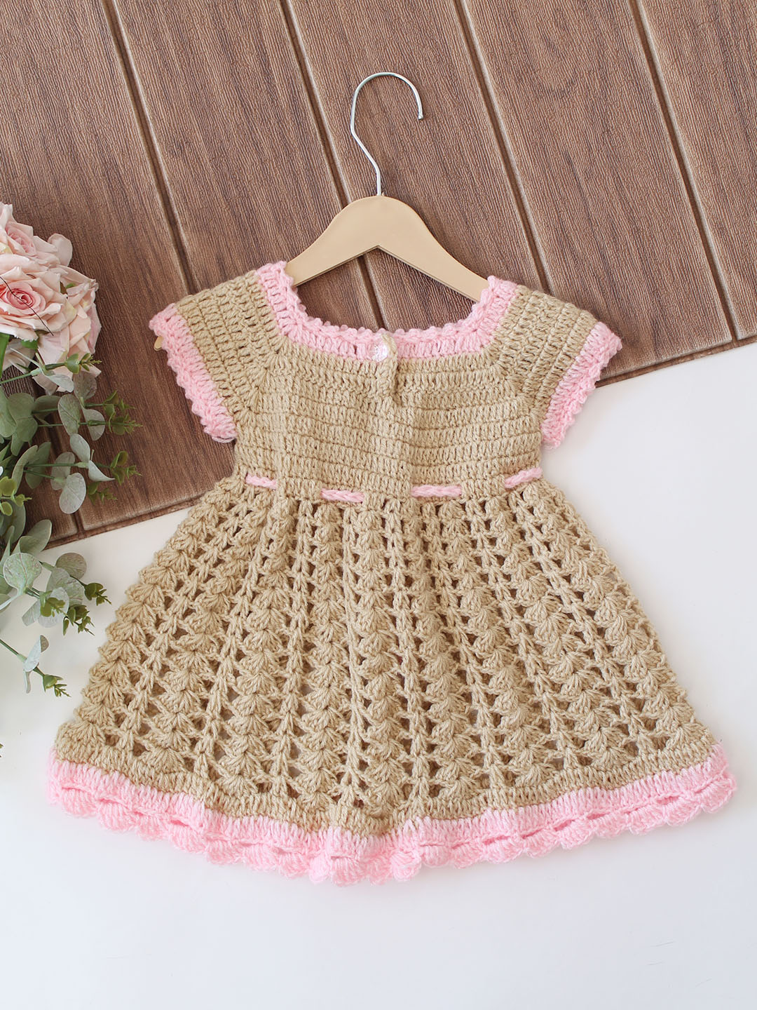 Handmade Crochet Baby Girl Woolen Frock
