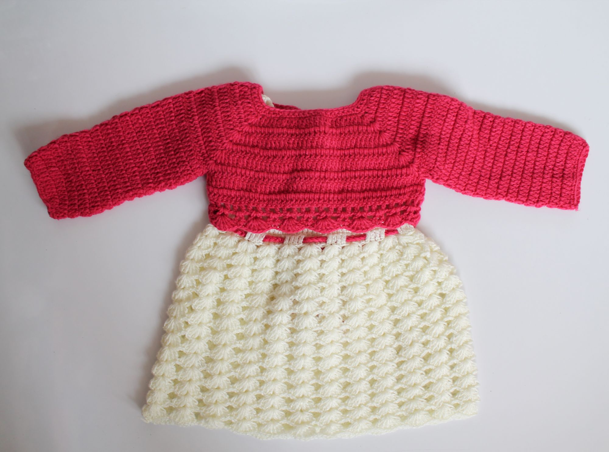Cream and Pink Frock with Shrug