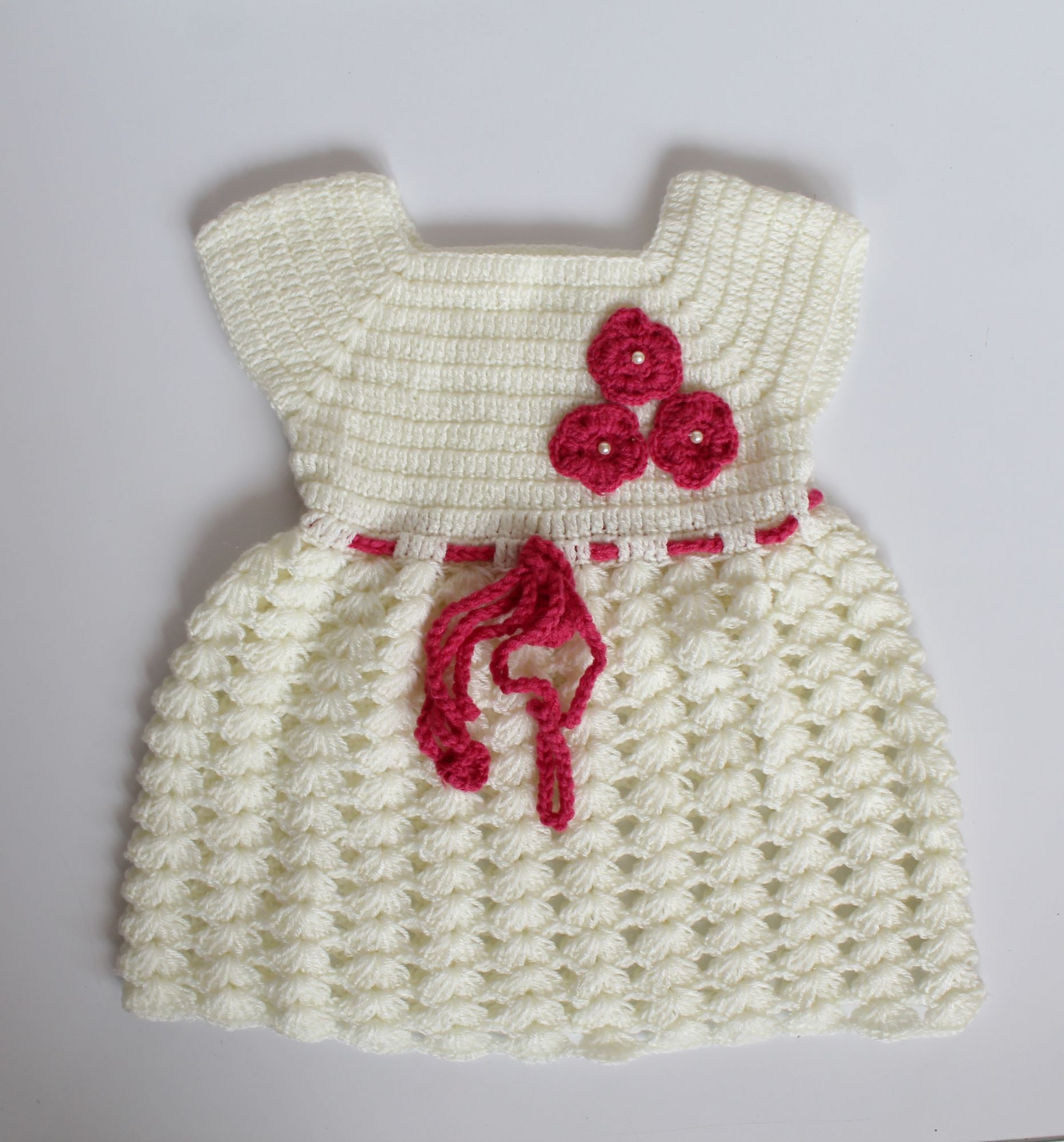 Cream and Pink Frock with Shrug