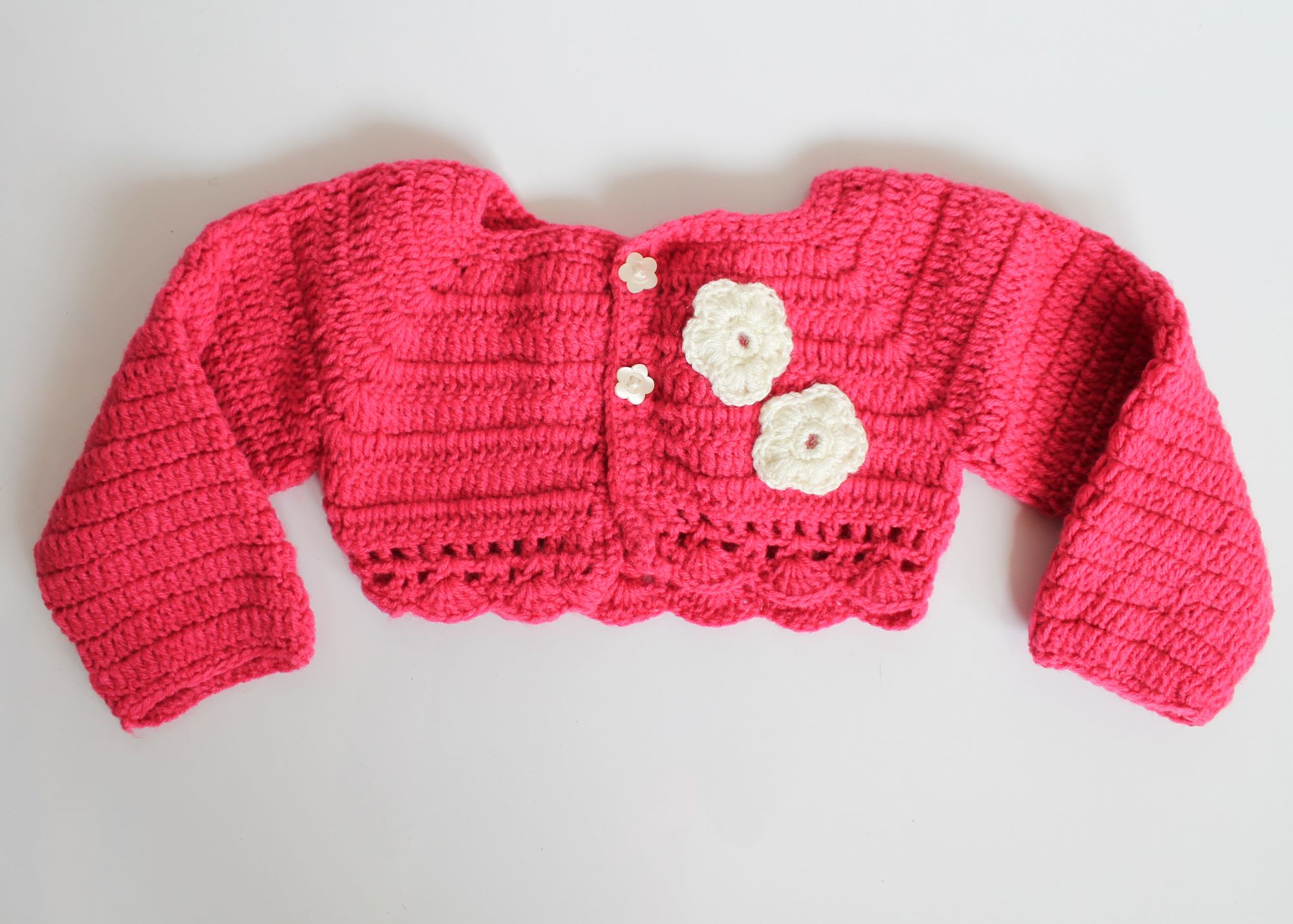 Cream and Pink Frock with Shrug