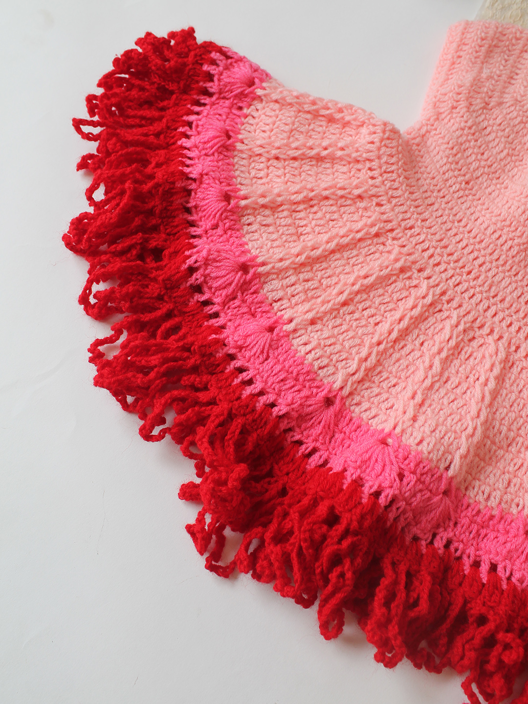 Woonie Hand Knitted Cap Sleeves Floral Applique Frock with Matching Headband - Pink