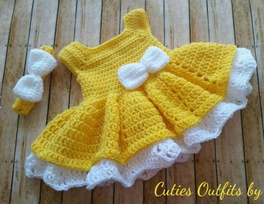 Yellow Heavy Frill Woolen Frock with Headband