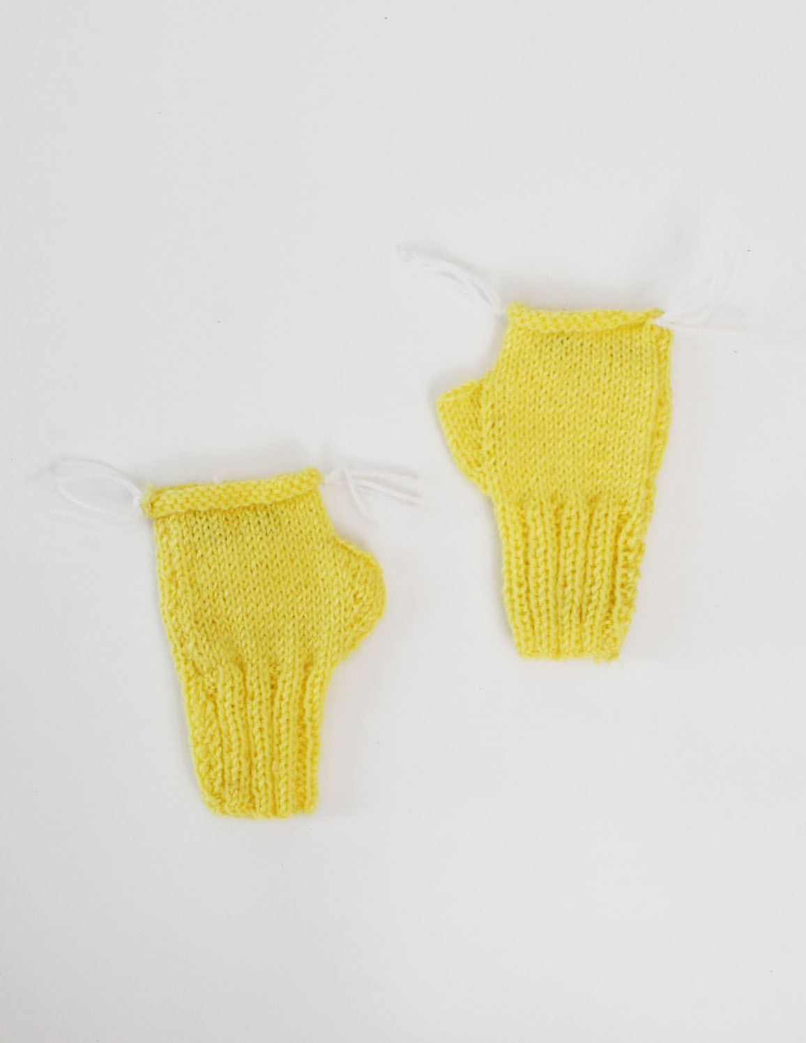 Handmade Knitted Fingerless Hen Design Gloves-Yellow