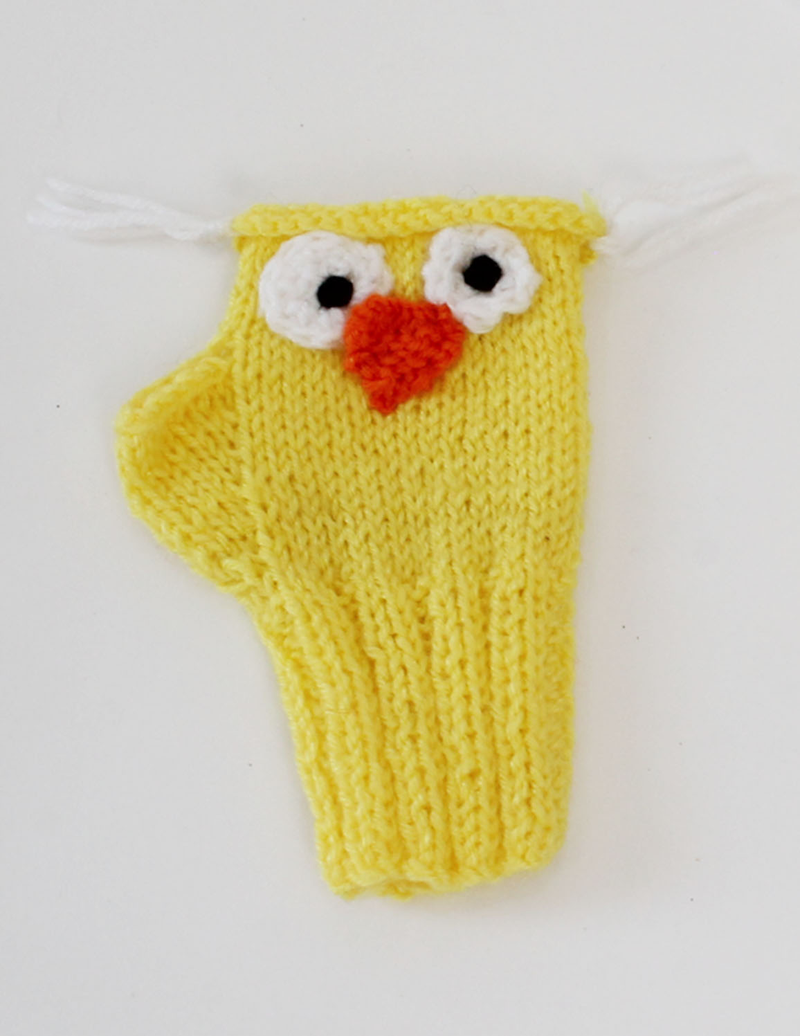 Handmade Knitted Fingerless Hen Design Gloves-Yellow