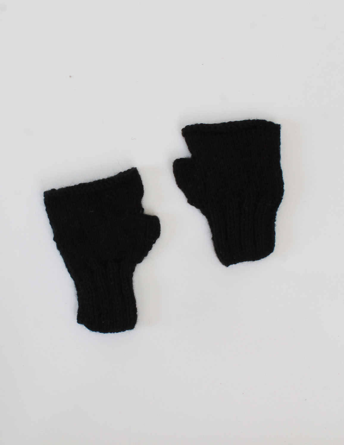 Handmade Knitted Fingerless Floral Design Gloves-Black