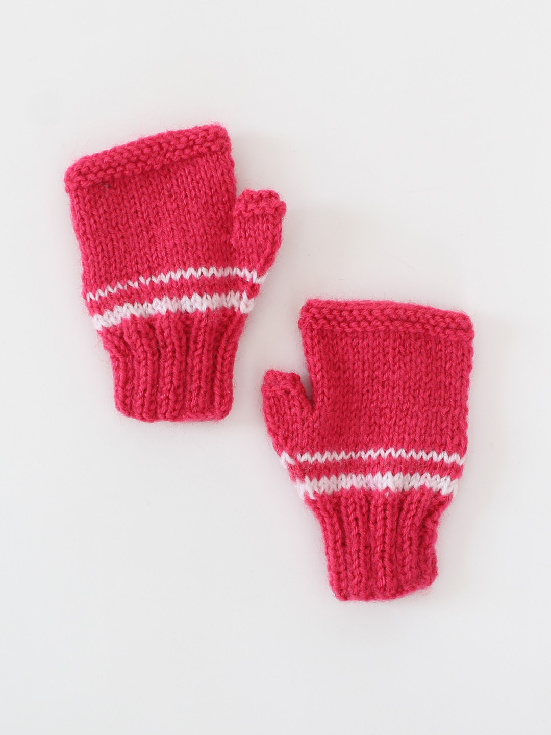 Handmade Knitted Fingerless Cat Design Gloves-Pink