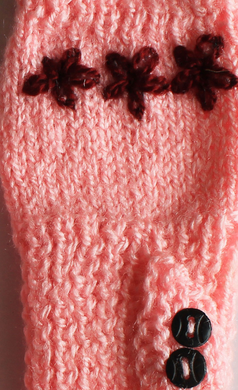 Woonie Handmade Embroidered Gloves - Pink