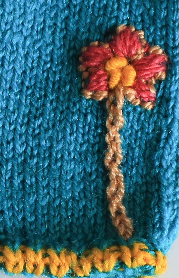 Woonie Floral Embroidered Gloves - Blue