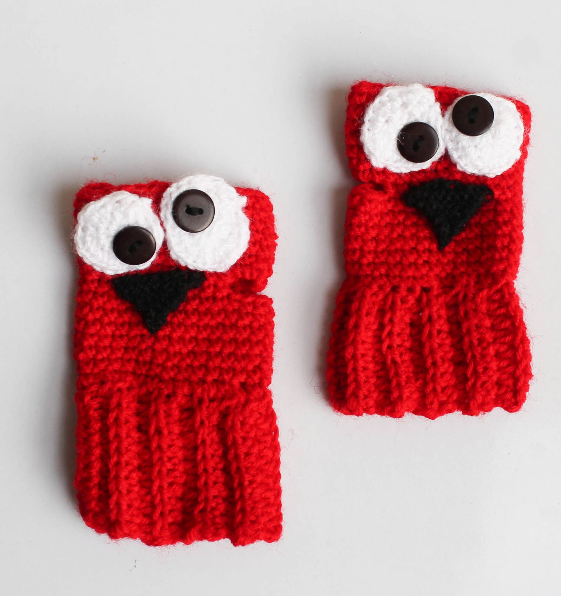 Woonie Handmade Eyes Pattern Gloves - Red