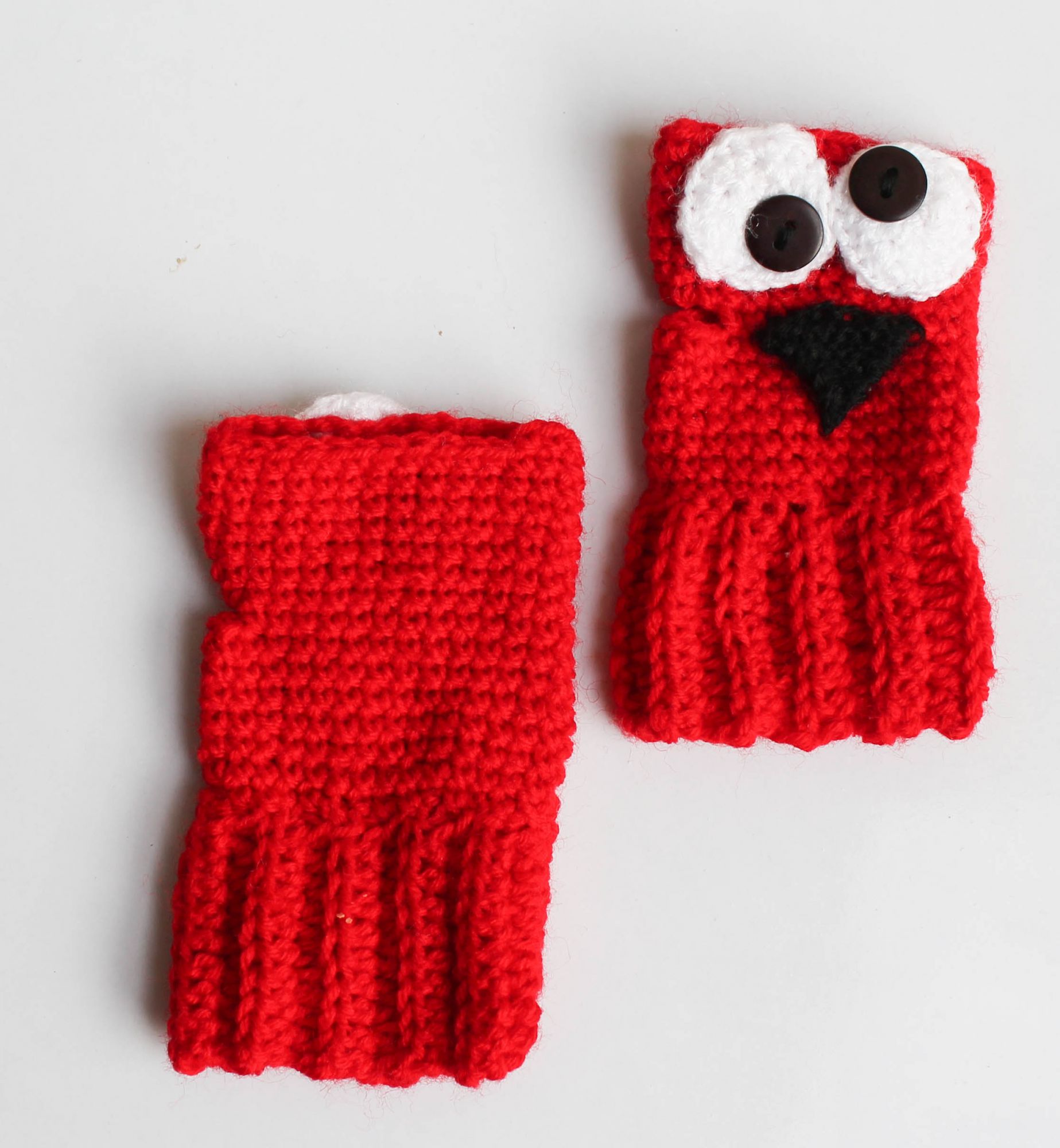 Woonie Handmade Eyes Pattern Gloves - Red