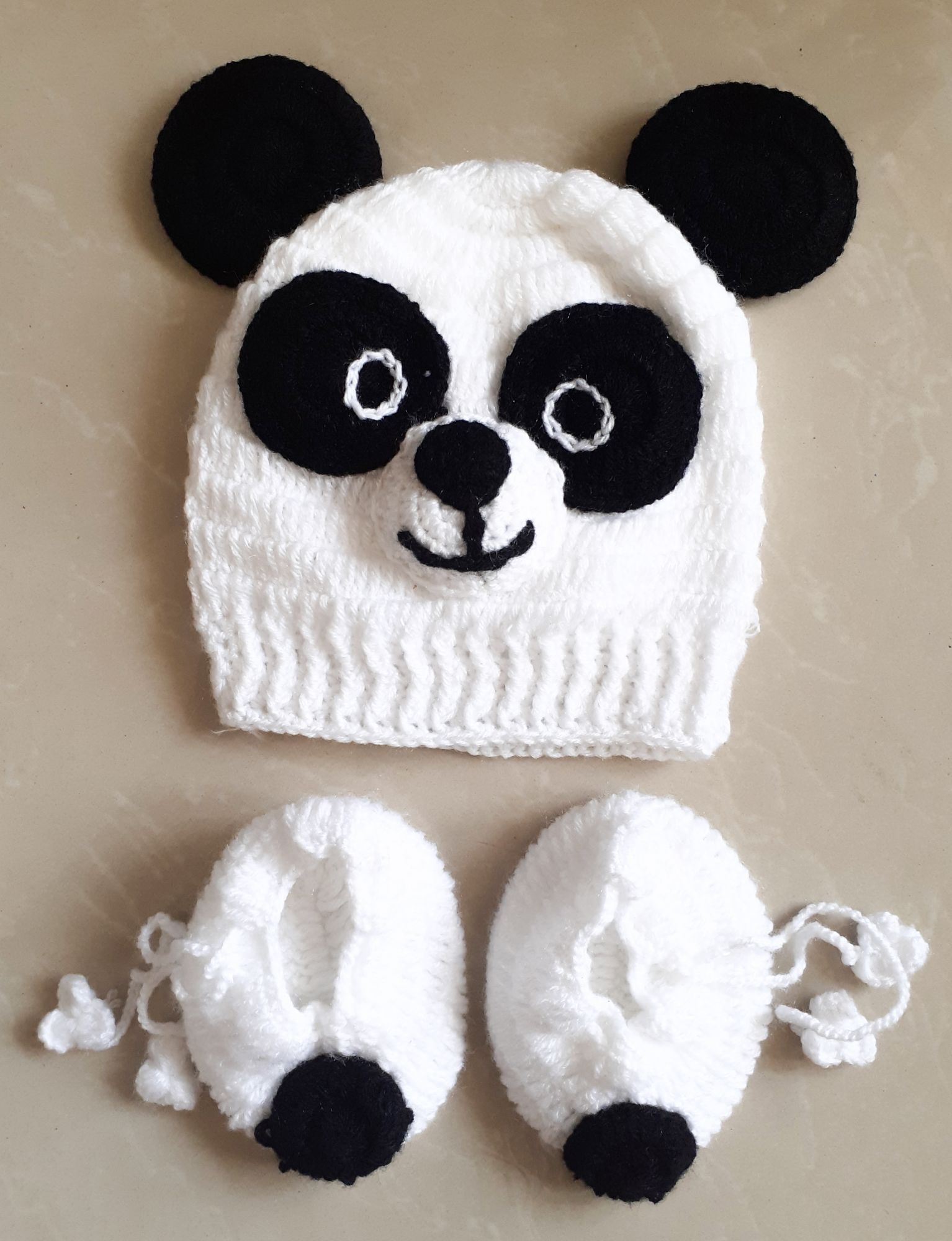 Cute Panda Cap with Booties