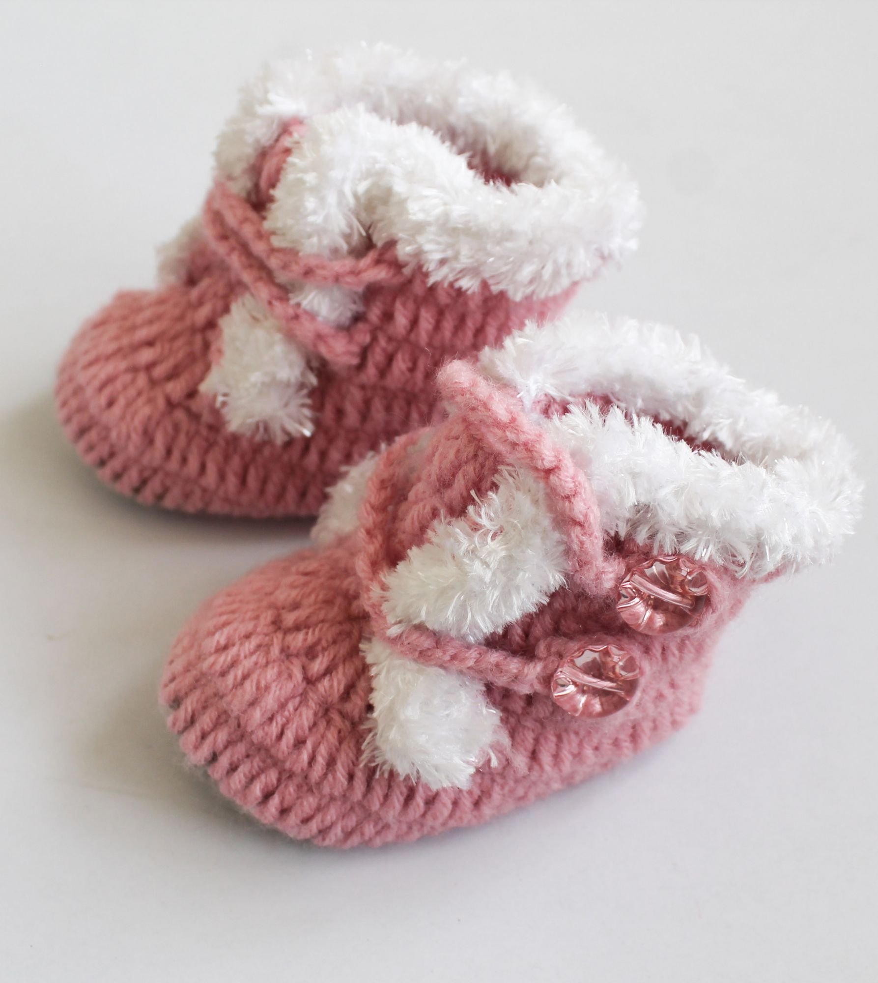 Woonie Handmade Floral Design Cap With Mittens & Booties - Pink