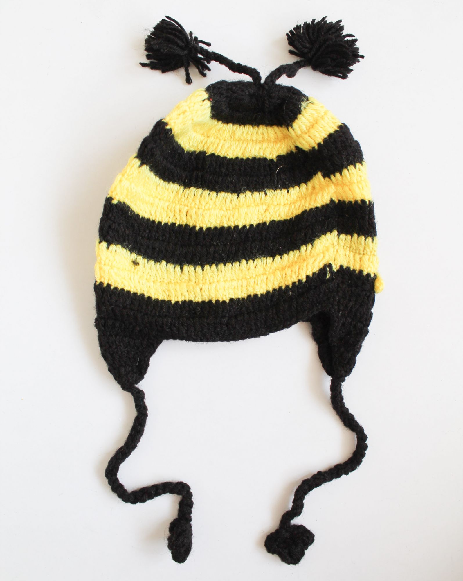 Woonie Handmade Striped Cap With Mittens & Booties - Yellow