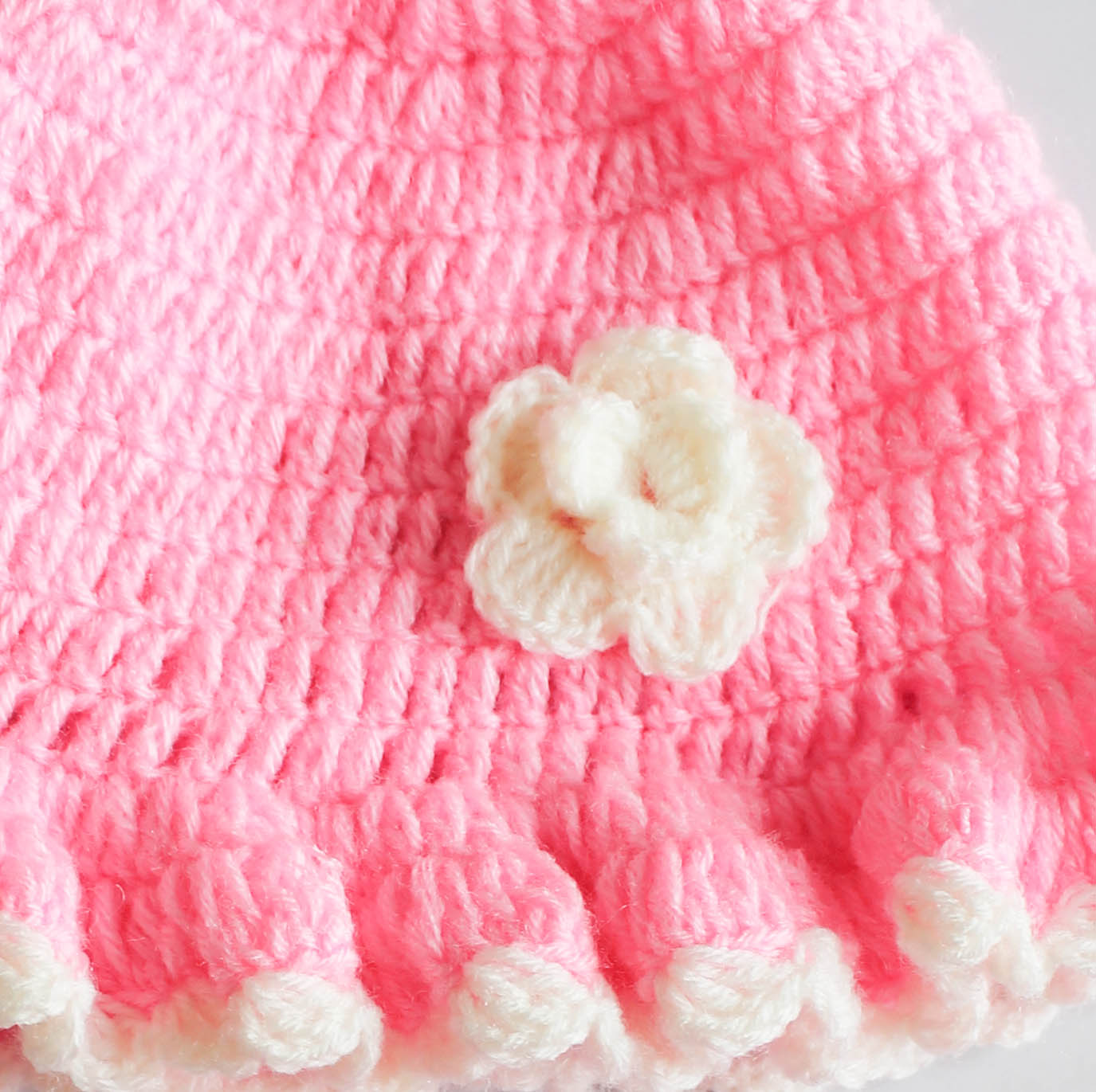 Woonie Handmade Cap Flower Detailing With Booties-Pink