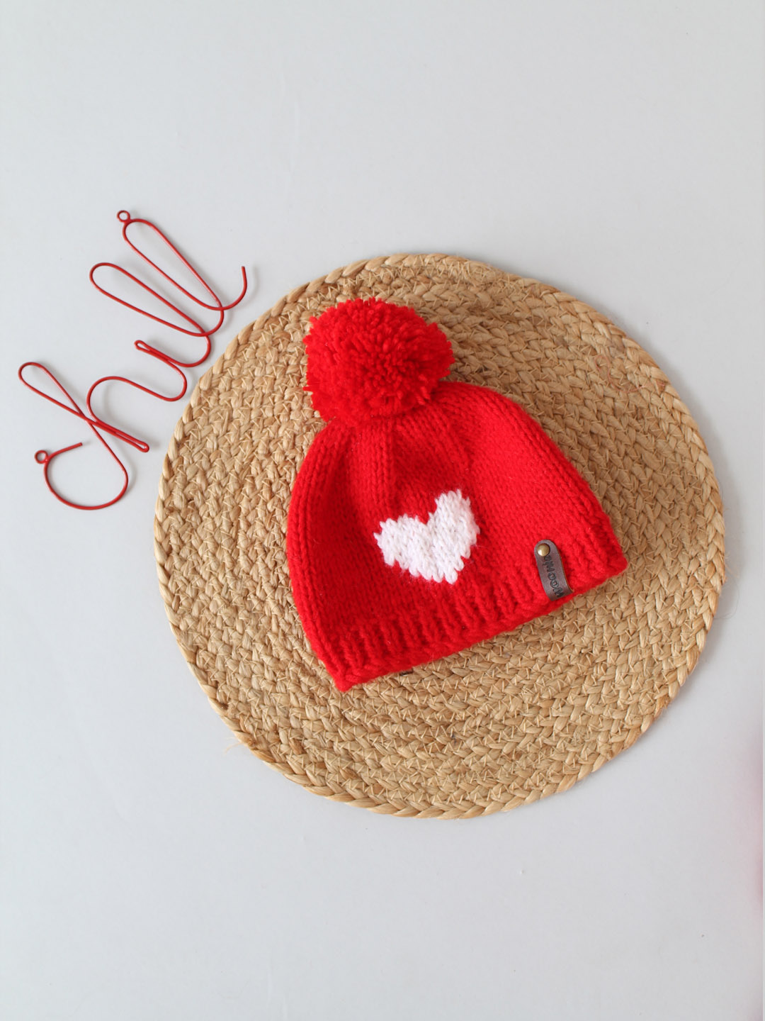 Woonie Heart Design Cap with Matching Mittens and Socks Set