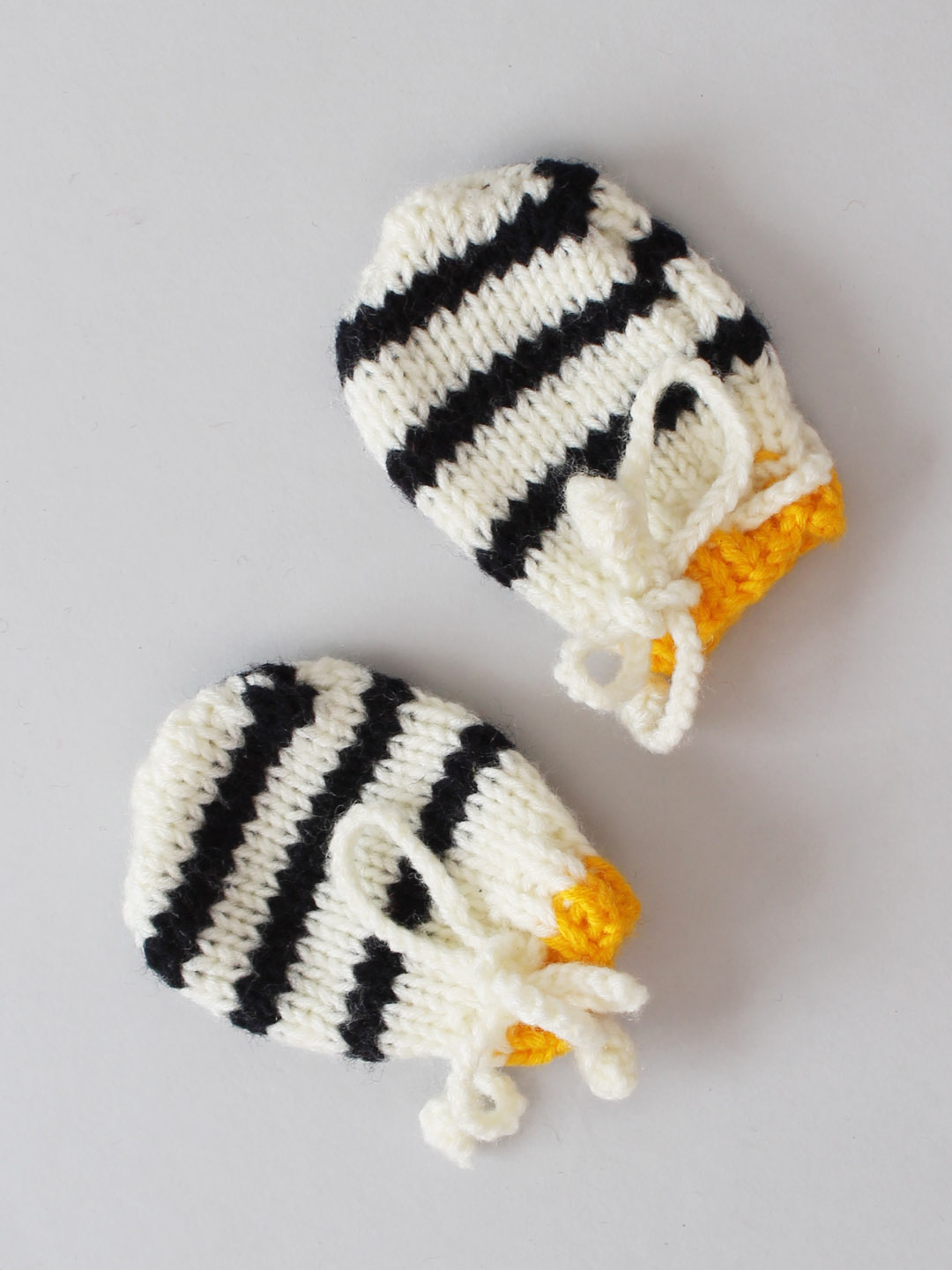 Woonie Handknitted Striped Cap with Matching Mittens and Socks Set