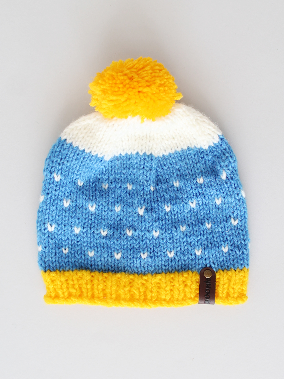 Woonie Handknitted Pom-Pom Cap with Matching Mittens and Socks Set