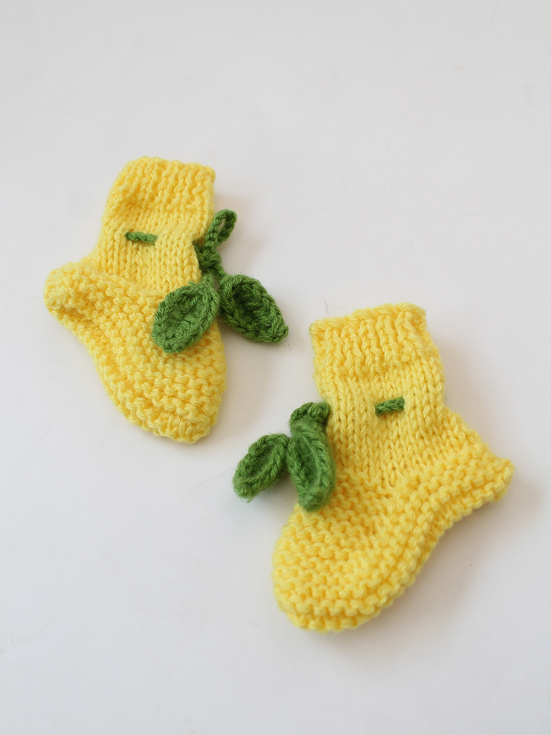 Woonie Handknitted Lemon Cap, Mittens and Socks Set - Yellow